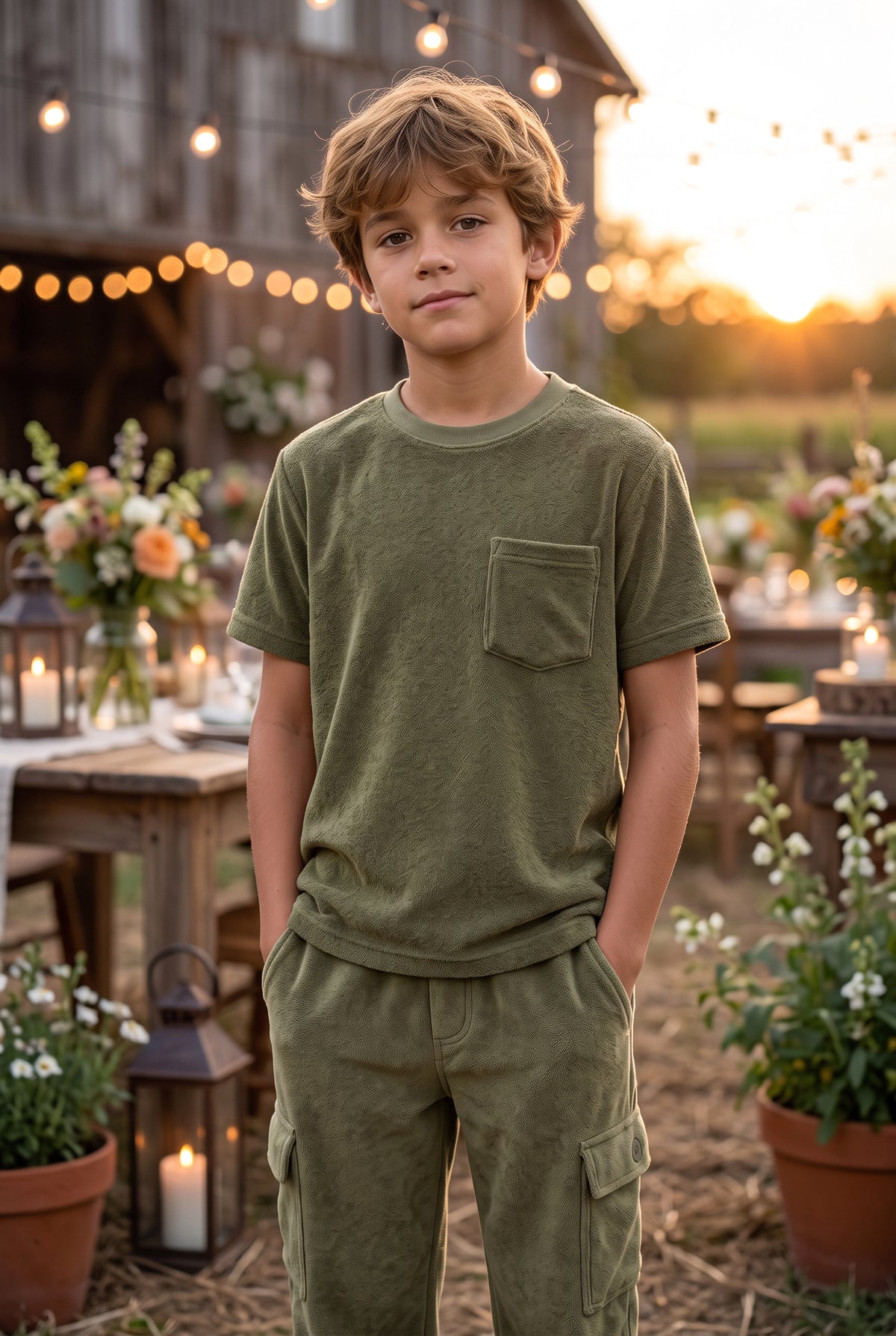 Short Sleeve Terry Tee — Olive