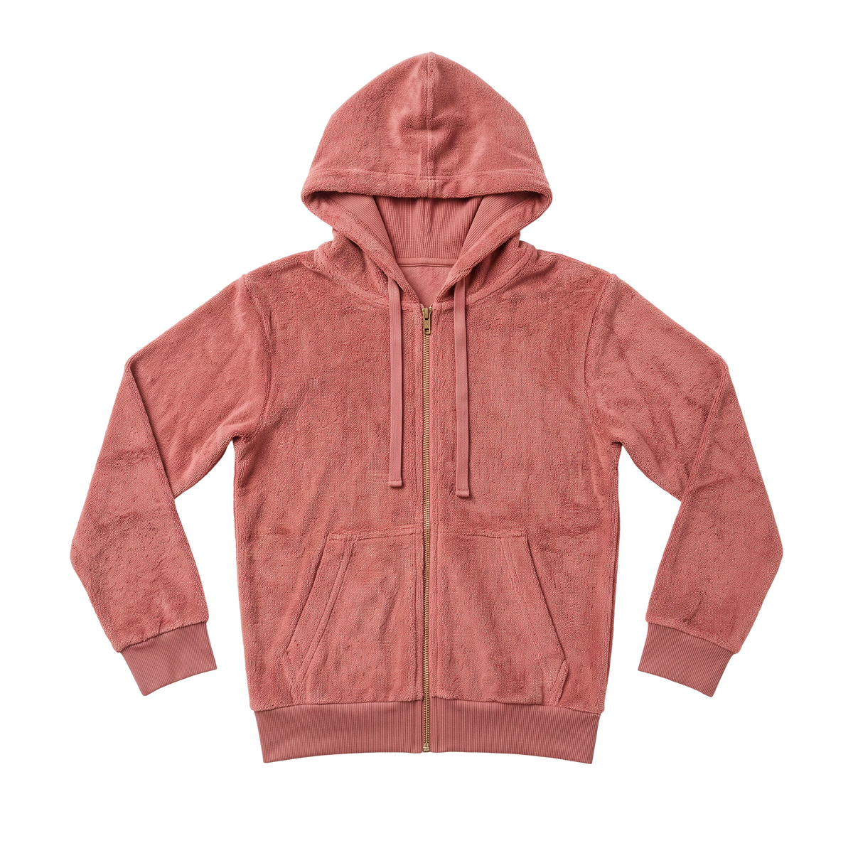 Terry Cloth Zip Hoodie — Brick