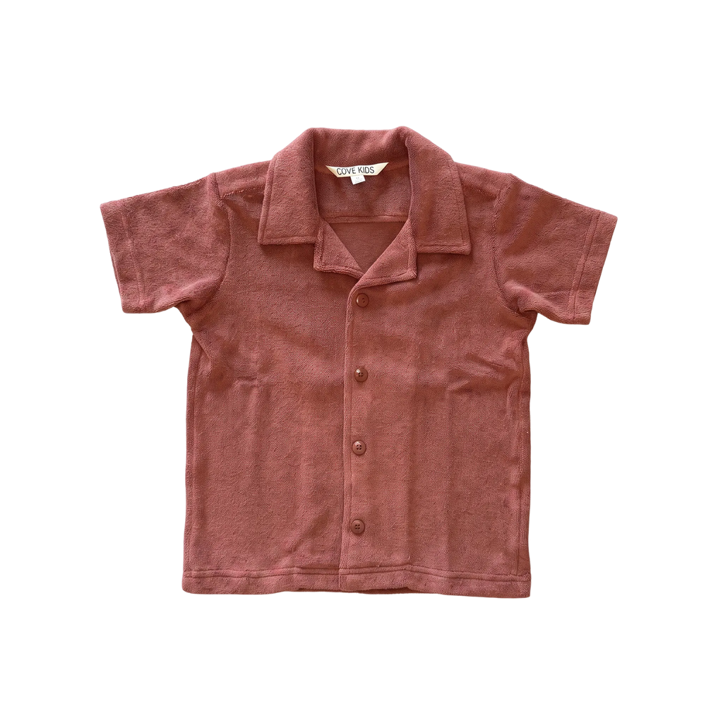 Terry Button-Down — Brick
