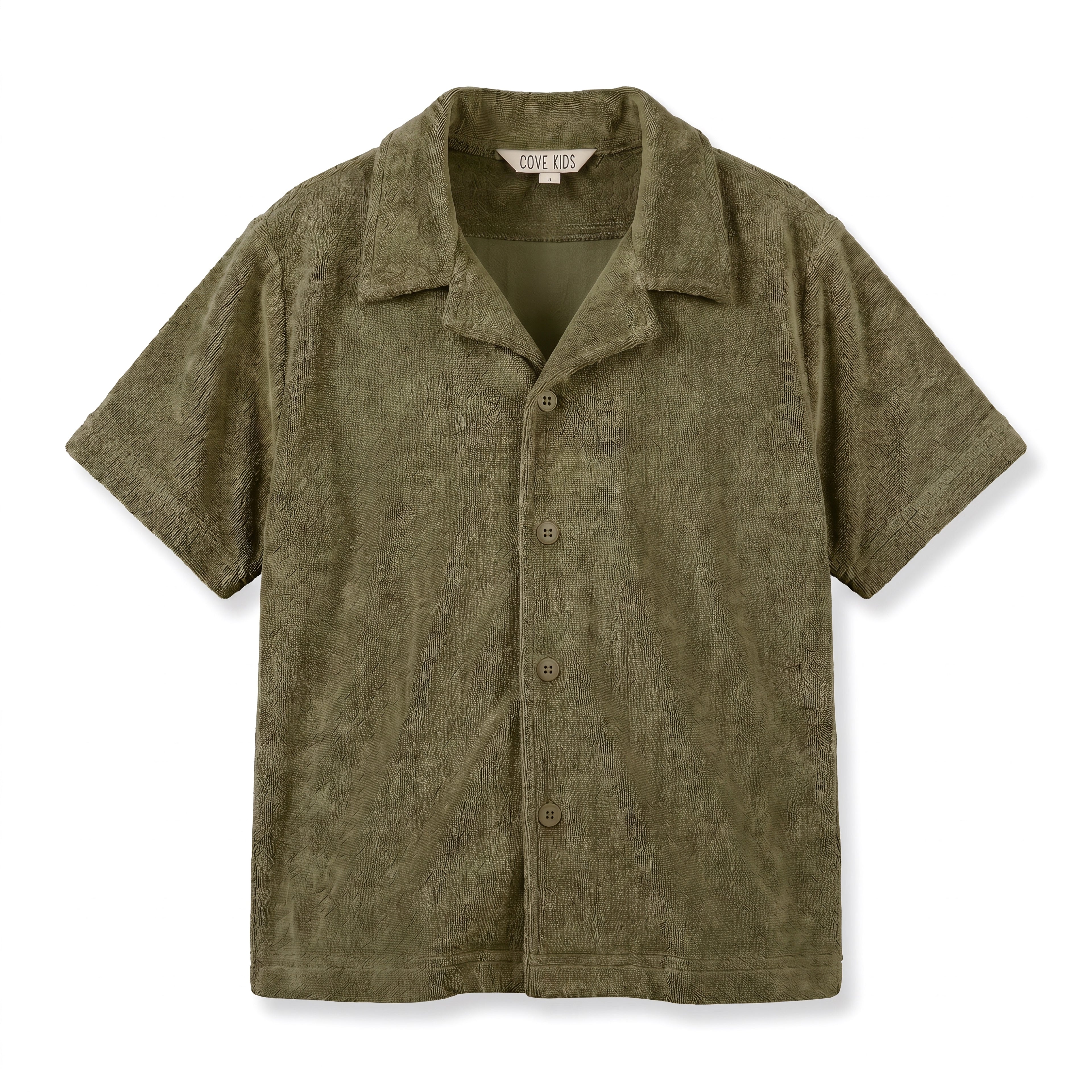 Terry Collared Button Down Short Sleeve
