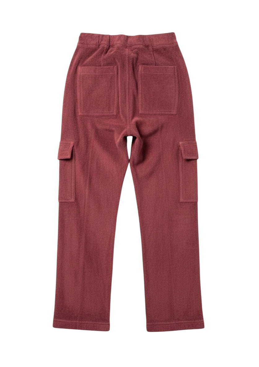 Terry Cloth Cargo Pant- Rusty Red