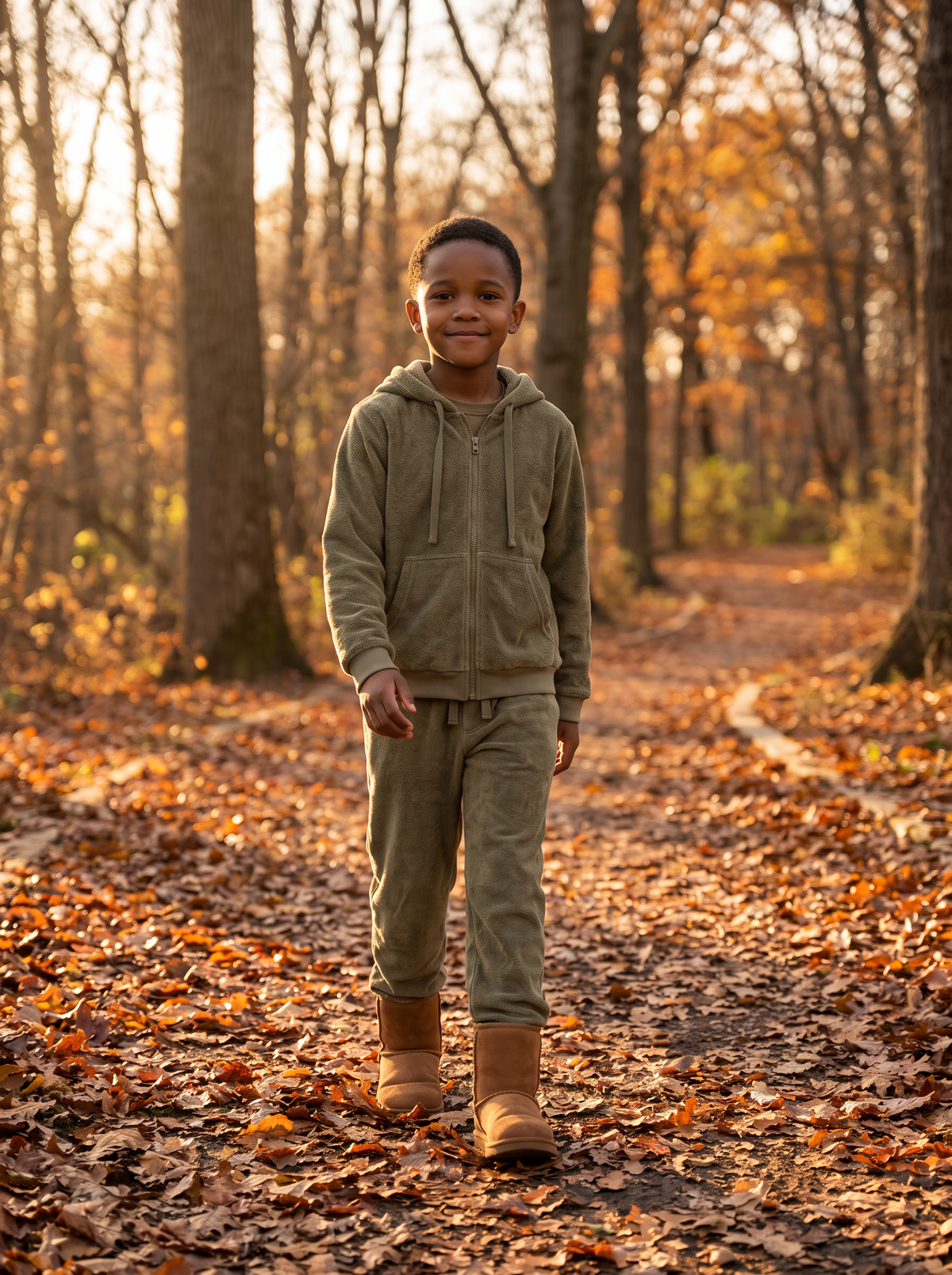 Terry Cloth Zip Hoodie — Olive