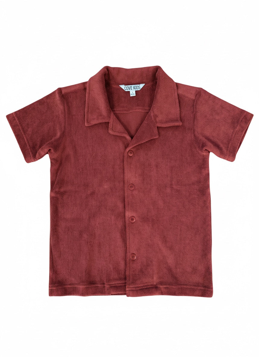 Terry Collared Button Down Short Sleeve
