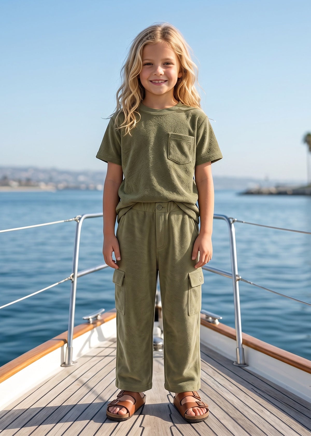 Terry Cargo Pants — Olive