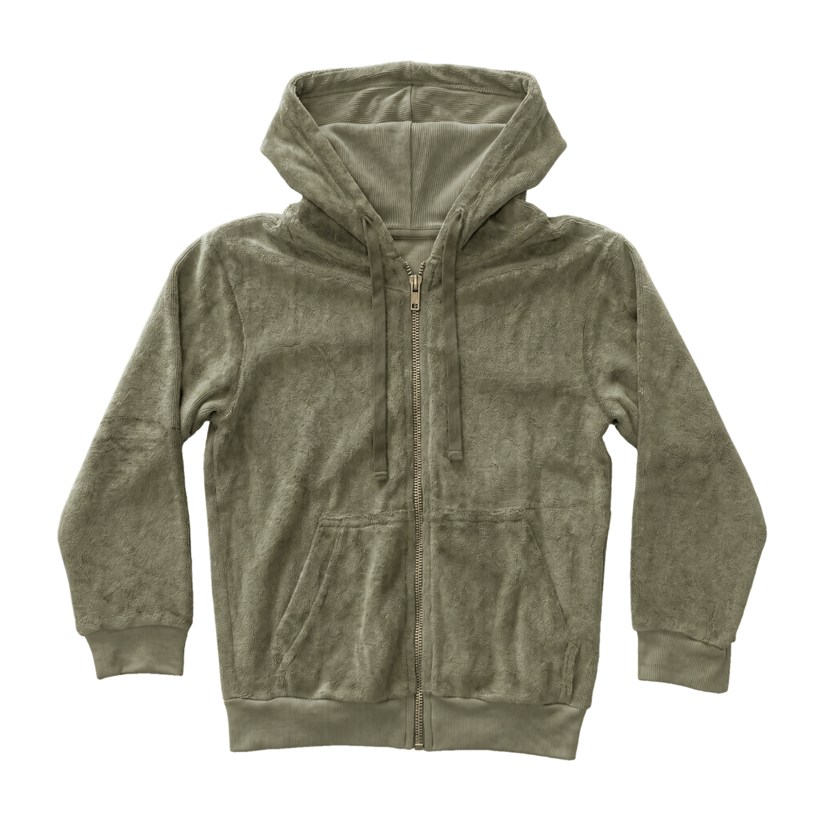Terry Cloth Zip Hoodie — Olive
